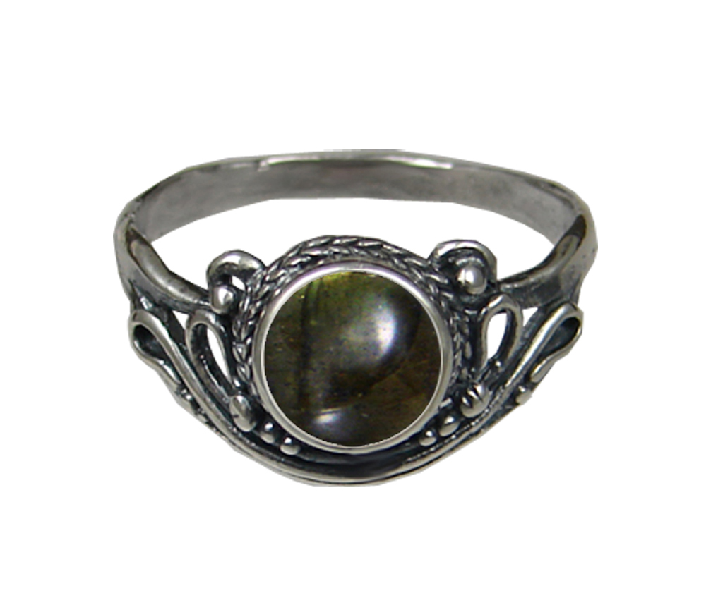 Sterling Silver Ring With Spectrolite Size 5